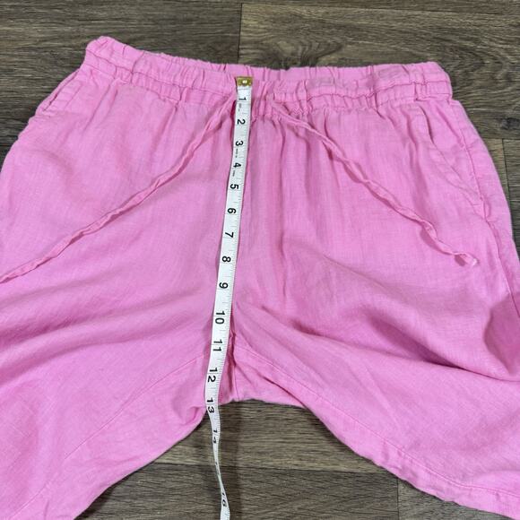 Charter Club Luxury Linen Pants M Pink Wide Leg Elastic Drawstring Waist - Picture 6 of 13